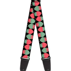 Guitar Strap - Owls Flip Black Mauve Sage