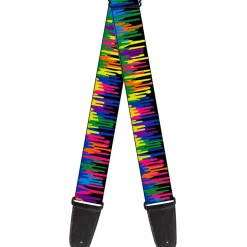 Guitar Strap - Paint Drips Black Multi Neon
