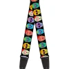 Guitar Strap - Painted Sugar Skulls Black Multi Color