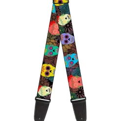 Guitar Strap - Painted Sugar Skulls & Flowers Collage