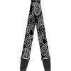 Guitar Strap - Paisley2 Black White