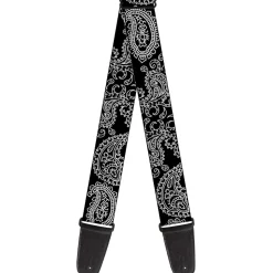 Guitar Strap - Paisley2 Black White