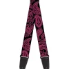 Guitar Strap - Paisley Black Neon Pink