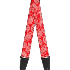 Guitar Strap - Paisley Red White