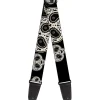 Guitar Strap - Panda Bear Sugar Skull Black White