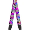 Guitar Strap - Panda Hat Animals w Bright Color Burst