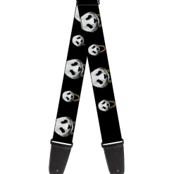 Guitar Strap - Panda w Gold Chain Black