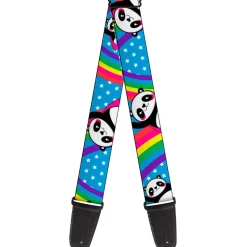 Guitar Strap - Pandas & Rainbows w Stars