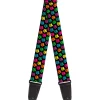 Guitar Strap - Paw Print Black Multi Color