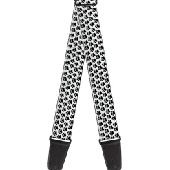 Guitar Strap - Paw Print White Black