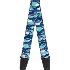 Guitar Strap - Peace Dots White Blue