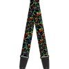 Guitar Strap - Peace Heart Black Rainbow Ombre