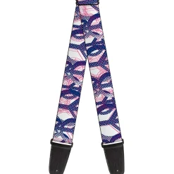 Guitar Strap - Peace Mixed White Blue Pink