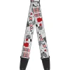 Guitar Strap - Peanuts JOE COOL Snoopy Poses and Text Gray/Black/Red/White