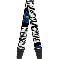 Guitar Strap - Pennsylvania Flag Silhouette WELCOME TO PENNSYLVANIA