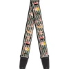 Guitar Strap - Pin Up Girl Poses Stripe Black White