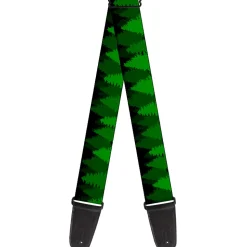 Guitar Strap - Pine Tree Silhouettes Black Greens
