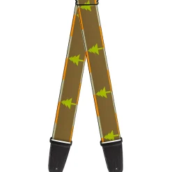 Guitar Strap - Pine Trees Blocks Olive Orange Tan