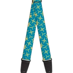 Guitar Strap - Pinwheel Plumes Beige Turquoise