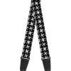 Guitar Strap - Pinwheel Plumes White Black