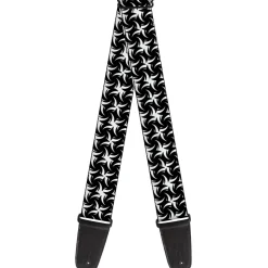 Guitar Strap - Pinwheel Plumes White Black