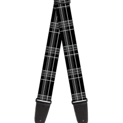 Guitar Strap - Plaid Black Gray