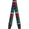 Guitar Strap - Plaid Black Neon Animal Skins