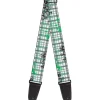Guitar Strap - Plaid Curls White Black Gray Green