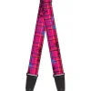 Guitar Strap - Plaid Curls Pink Black Yellow Blue