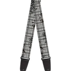 Guitar Strap - Plaid Curls Gray