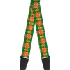 Guitar Strap - Plaid Gold Green Pink