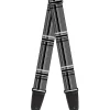 Guitar Strap - Plaid Gray Black White