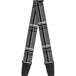 Guitar Strap - Plaid Gray Black White