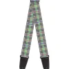 Guitar Strap - Plaid Gray Multi Neon