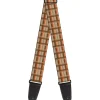 Guitar Strap - Plaid Tan Shades Orange