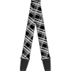 Guitar Strap - Plaid X2 Black Grays White