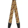 Guitar Strap - Plaid X Brown White Gold