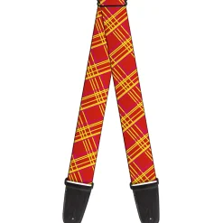 Guitar Strap - Plaid X4 Fluorescent Oranges Pinks Yellow