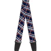 Guitar Strap - Plaid X2 Navy White Orange