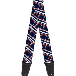 Guitar Strap - Plaid X2 Navy White Orange