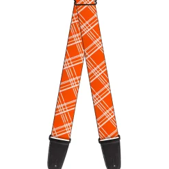 Guitar Strap - Plaid X4 Oranges White