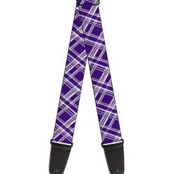 Guitar Strap - Plaid X3 Purple Gray White