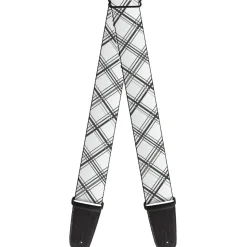 Guitar Strap - Plaid X White Gray