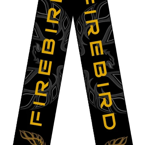 Guitar Strap - Pontiac FIREBIRD Logo Black Grays Golds