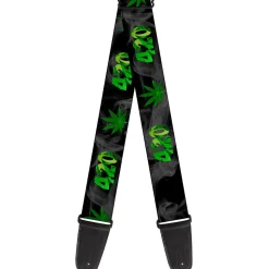 Guitar Strap - 420/Pot Leaf Black/Smoke/Green
