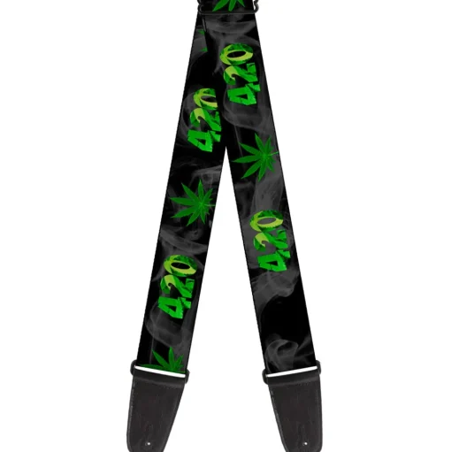 Guitar Strap - 420/Pot Leaf Black/Smoke/Green