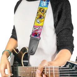Guitar Strap - Power Rangers Pose with Zord and Icon Blocks Multi Color