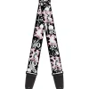 Guitar Strap - Punk Heart & Cross Bones w Skulls & Splatter Black White