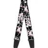 Guitar Strap - Punk Heart & Cross Bones w Splatter Black White