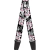 Guitar Strap - Punk Princess Heart & Cross Bones w Skulls & Splatter Black White